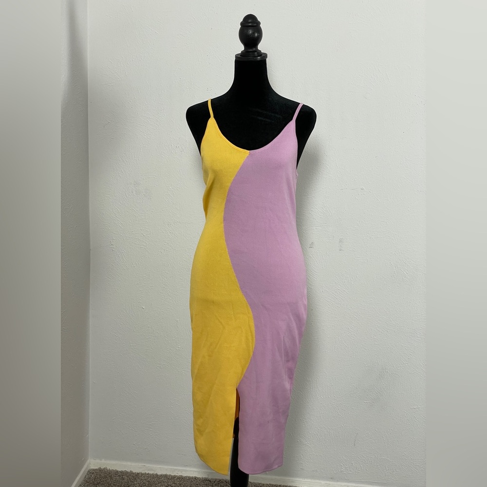 Lilac & Yellow Color-block Maxi